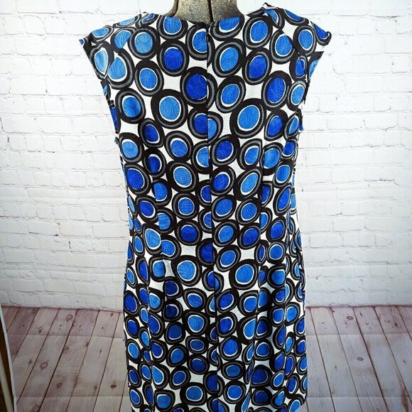 AB Studio Blue/Black/White Circles Sleeveless Dress - Picture 5 of 9